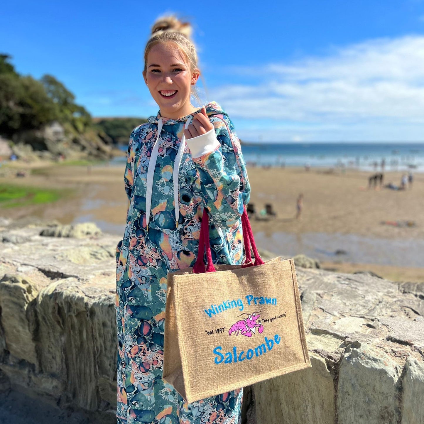 Winking Prawn Jute Shopping Bag